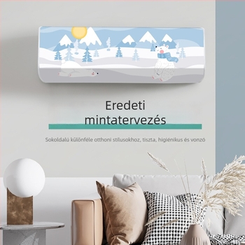 PEVA klímaberendezés védőhuzat teljes lefedéssel, beltéri falra szerelhető, por- és vízálló, 95×20×31 cm, 1–1,5 HP-nek megfelelő, friss minimalistikus stílus
