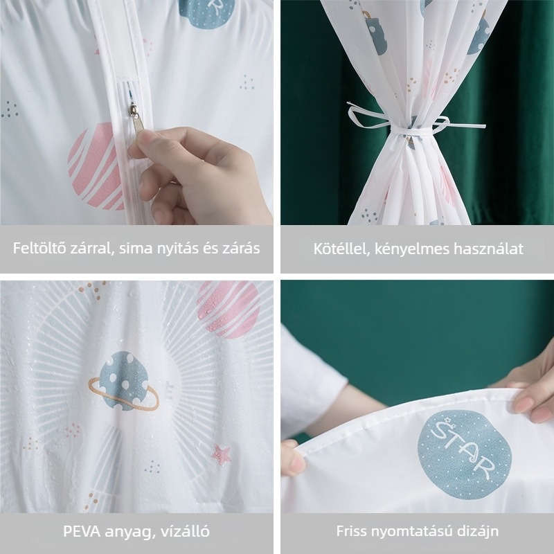 PEVA porvédő ventilátor, 3D kialakítás, vízálló, cipzár, padlón álló ventilátorhoz