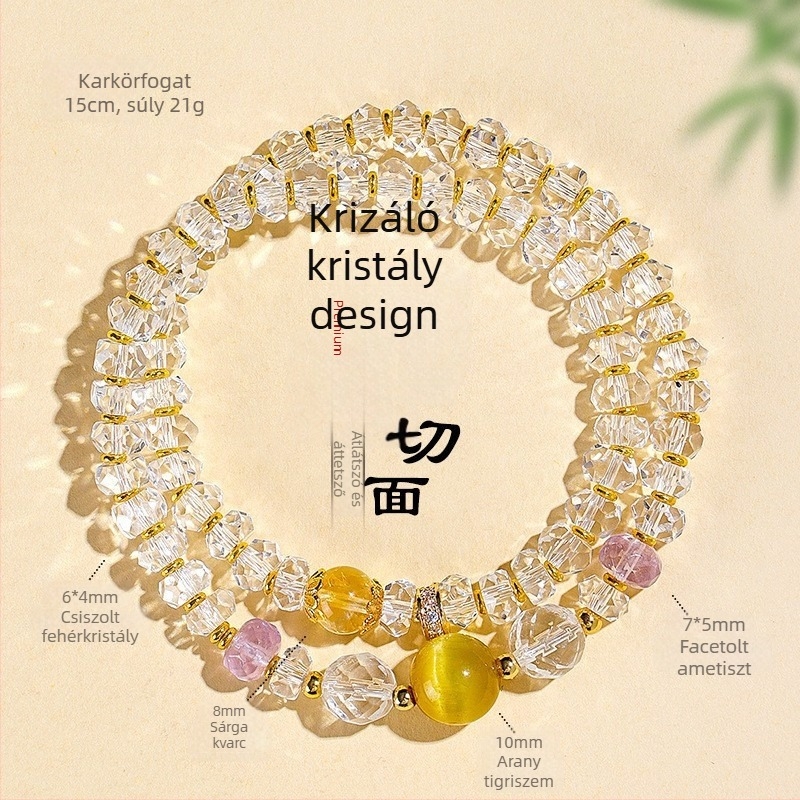 Faceted kristály karkötő – kézzel készített, Only márka, nőies stílus, természet ihletésű, friss és édes, utazási emlék ajándék