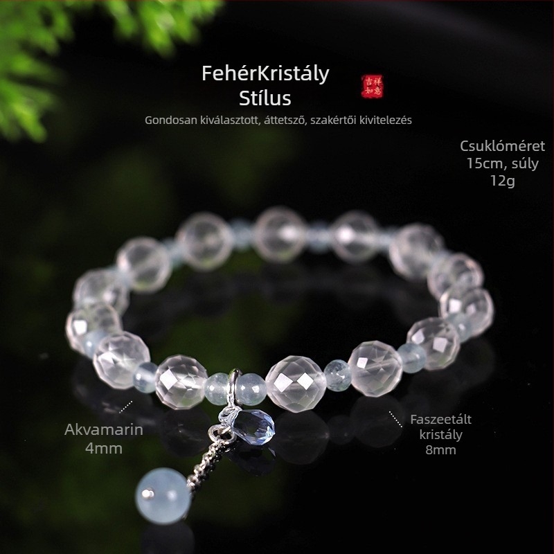 Faceted kristály karkötő – kézzel készített, Only márka, nőies stílus, természet ihletésű, friss és édes, utazási emlék ajándék