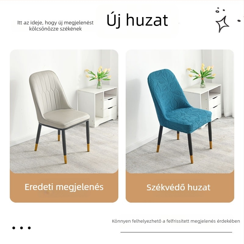 3D faragott székfedő görbült étkezőszékekhez és padokhoz, rugalmas univerzális bőr étkezőszék-huzat, macskakarás elleni védelem