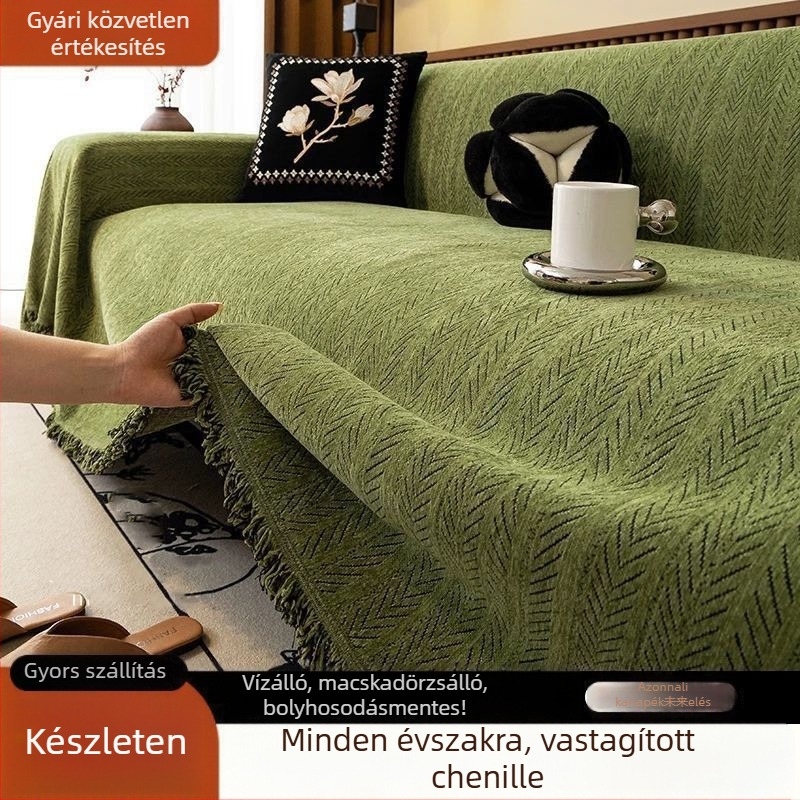 Chenille kanapévédő, univerzális, egy darabos teljes lefedés, macskakarcolás elleni védelem, minden évszakban, letisztult stílus