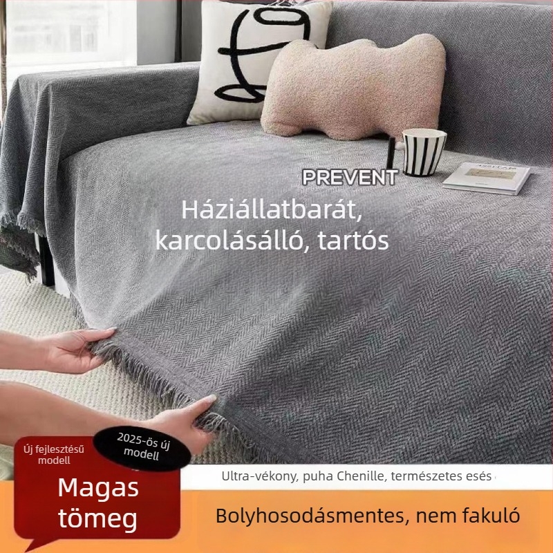 Chenille kanapévédő, univerzális, egy darabos teljes lefedés, macskakarcolás elleni védelem, minden évszakban, letisztult stílus
