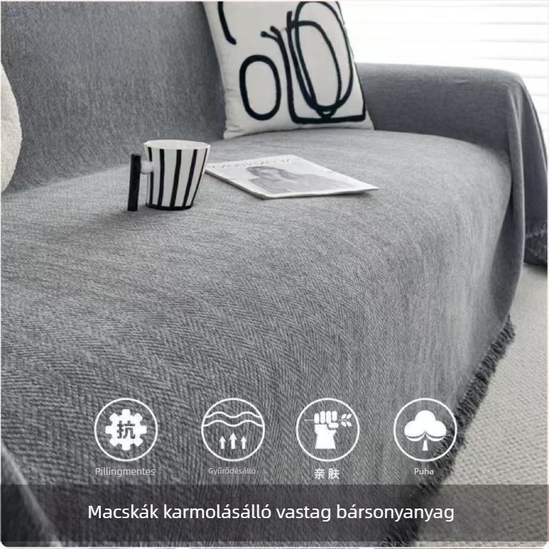 Chenille kanapévédő, univerzális, egy darabos teljes lefedés, macskakarcolás elleni védelem, minden évszakban, letisztult stílus