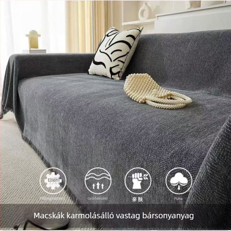 Chenille kanapévédő, univerzális, egy darabos teljes lefedés, macskakarcolás elleni védelem, minden évszakban, letisztult stílus