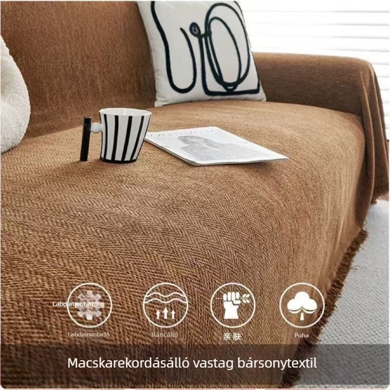 Chenille kanapévédő, univerzális, egy darabos teljes lefedés, macskakarcolás elleni védelem, minden évszakban, letisztult stílus