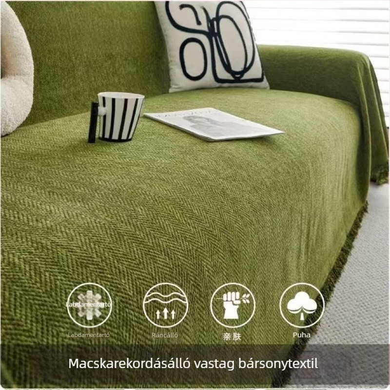 Chenille kanapévédő, univerzális, egy darabos teljes lefedés, macskakarcolás elleni védelem, minden évszakban, letisztult stílus
