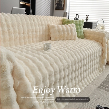 Plüss kanapétakaró, csúszásmentes, univerzális, egyrészes, egyszínű, minimalist stílus