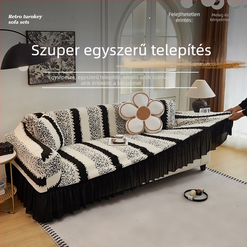 Rugalmas plüss kanapévédő, teljes lefedettség, univerzális, egy darabból álló kivitel, téli meleg, vastag anyag, csúszásmentes, régi bőr kanapéhoz