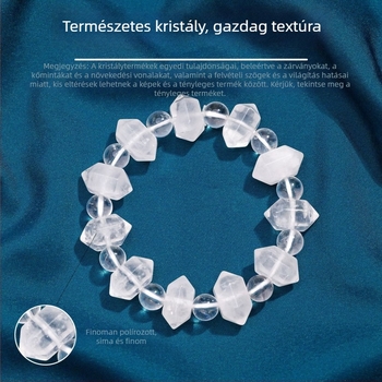 Runya Crystal: természetes kettős csúcsú kristály karkötő – fehér kvarc, rózsakvarc és eper kvarc