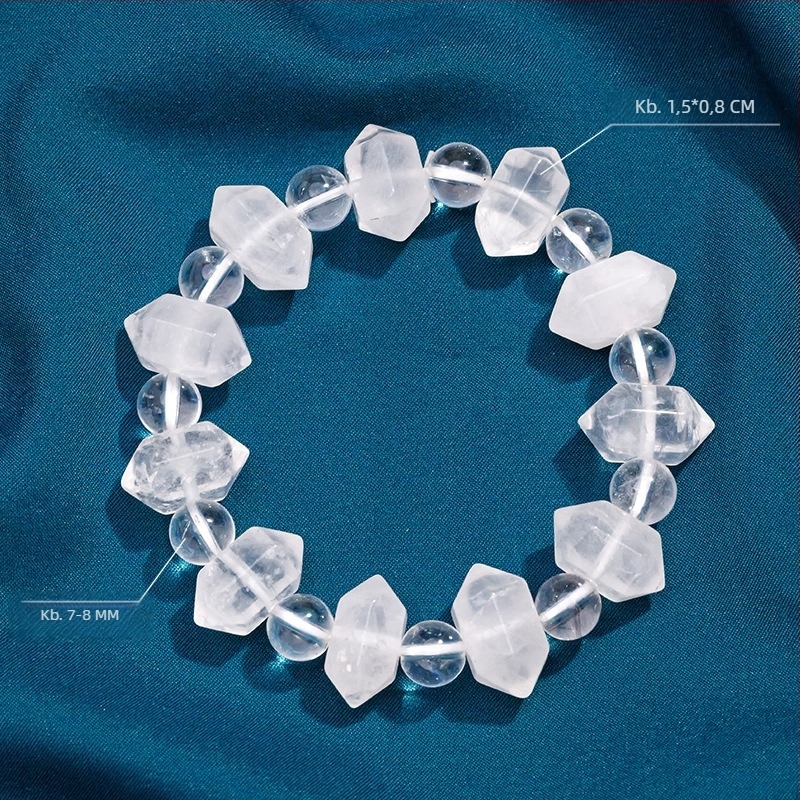 Runya Crystal: természetes kettős csúcsú kristály karkötő – fehér kvarc, rózsakvarc és eper kvarc