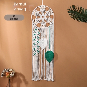 Skandináv stílusú boho levél goblen, kézzel szőtt pamutszövéssel, téglalap alakú falidísz a nappaliba, pamuttartalom 80–90%