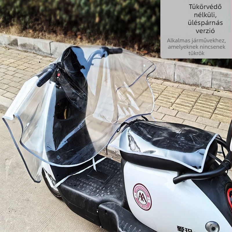 Esőálló első védőborítás elektromos járművekhez és motorkerékpárokhoz; központi műszerfal védelme; vastagított vízálló kialakítás