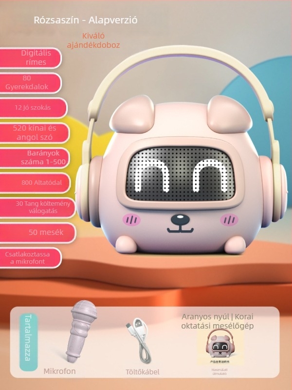 Gyermekek intelligens korai oktatási mesemondó gép — Bluetooth, távirányító, újratölthető, zenelejátszás; műanyag test; 0–3 éveseknek