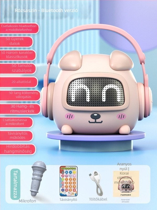 Gyermekek intelligens korai oktatási mesemondó gép — Bluetooth, távirányító, újratölthető, zenelejátszás; műanyag test; 0–3 éveseknek