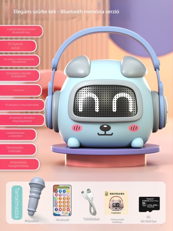 Gyermekek intelligens korai oktatási mesemondó gép — Bluetooth, távirányító, újratölthető, zenelejátszás; műanyag test; 0–3 éveseknek