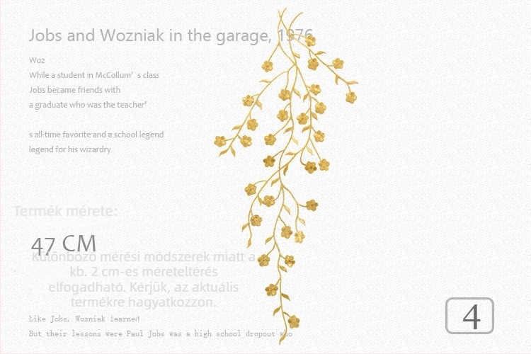 Szilva virágos hímzett applikáció otthoni dekorációhoz és ruházathoz — Anyag: hímzőfonal; Felhasználás: díszítés, ruházat