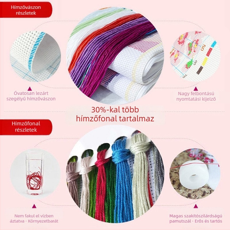 Menglinmei keresztszemes készlet – Tájkép, 11-ct pamutvászon, Fehér, Modern minimál stílus