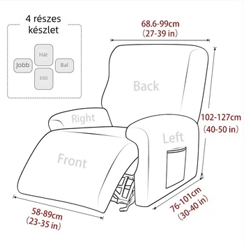 Rugalmas kanapéfedő reclinerhez, egyszínű, poliészter, minimalist stílus