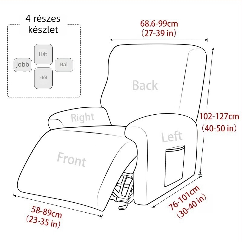 Rugalmas kanapéfedő reclinerhez, egyszínű, poliészter, minimalist stílus