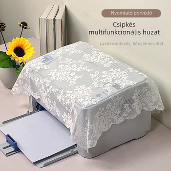 Csipkés nyomtatófedél, porvédő faxgéphez, egyszínű textil iroda dekoráció, 80×80 cm
