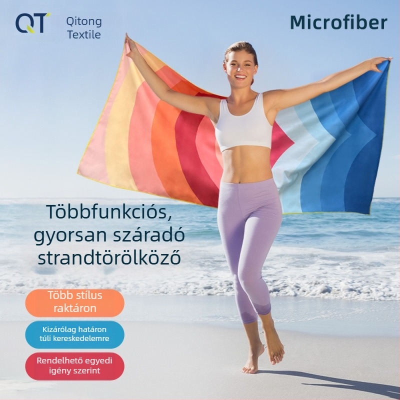 Kétoldalas velúr mikroszálas strandtörölköző, nedvszívó és gyorsan száradó, nyomtatott.