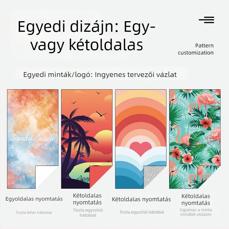 Kétoldalas velúr mikroszálas strandtörölköző, nedvszívó és gyorsan száradó, nyomtatott.