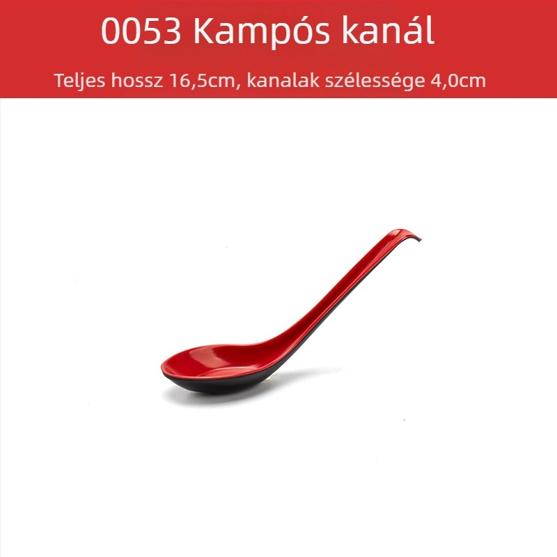 Melamín tálkészlet kanállal — szabálytalan forma, glazúrozott felület, egyszínű minta, logó nyomtatva
