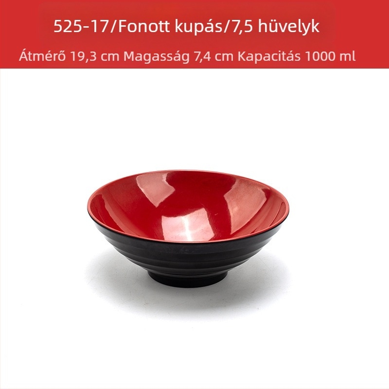 Melamín tálkészlet kanállal — szabálytalan forma, glazúrozott felület, egyszínű minta, logó nyomtatva