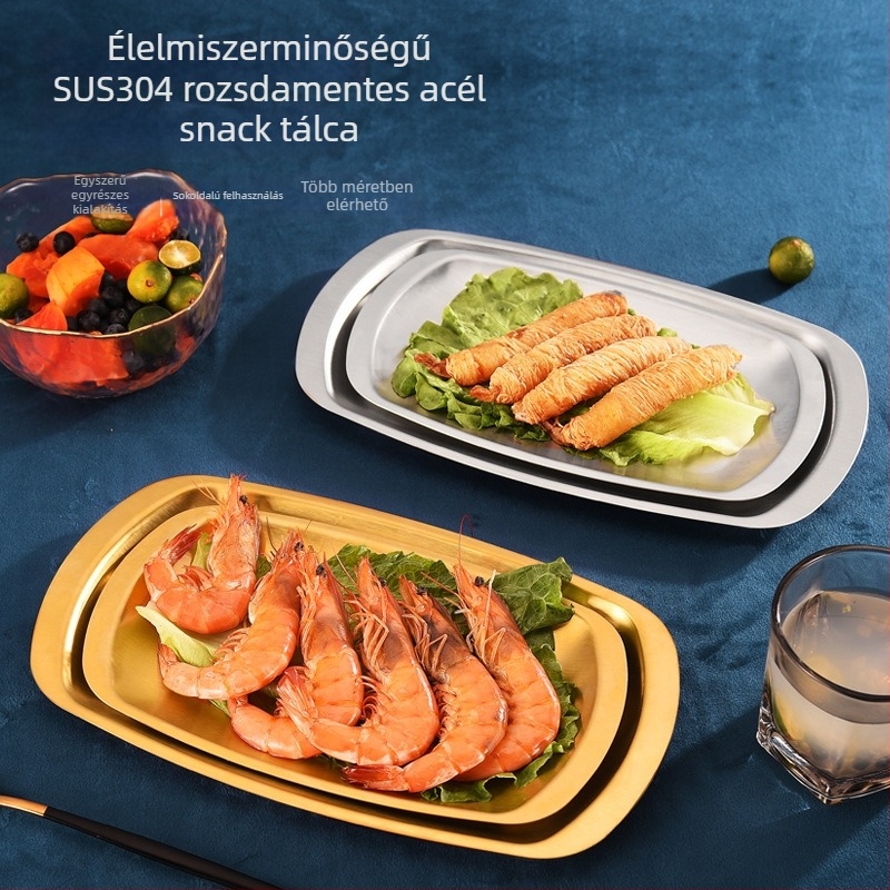 Rozsdamentes acél négyszögletes tál Koreai BBQ-hoz, mikrohullámú sütőben használható, logó nyomtatás, testreszabható