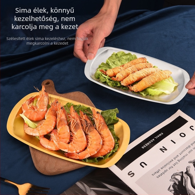 Rozsdamentes acél négyszögletes tál Koreai BBQ-hoz, mikrohullámú sütőben használható, logó nyomtatás, testreszabható