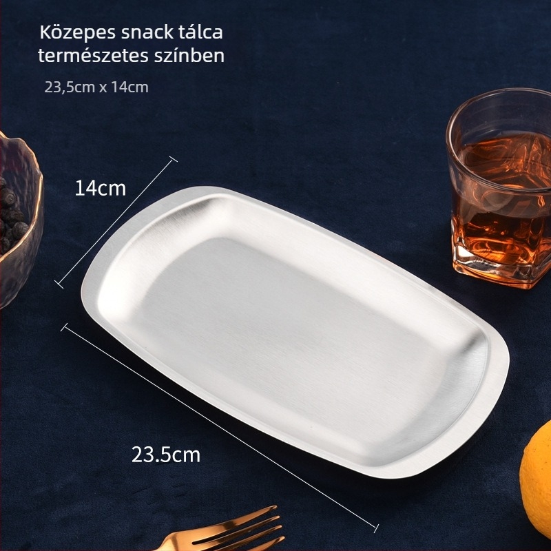 Rozsdamentes acél négyszögletes tál Koreai BBQ-hoz, mikrohullámú sütőben használható, logó nyomtatás, testreszabható