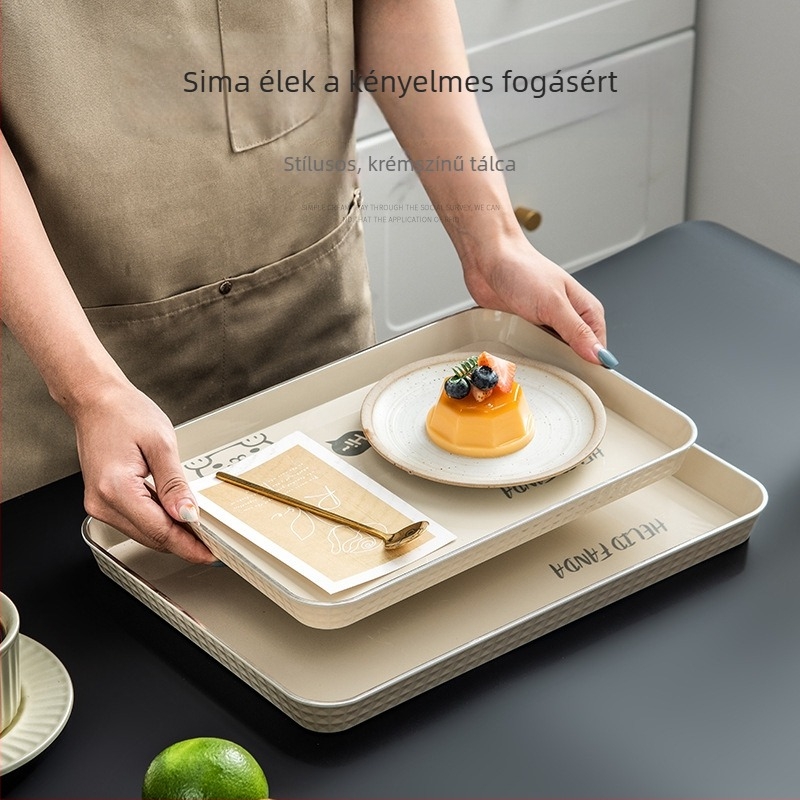 Mackócsalád mintás, négyszögletes műanyag teás- és gyümölcstálak készlete a nappaliba, aranyos stílus