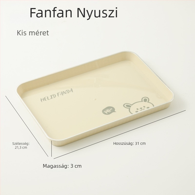 Mackócsalád mintás, négyszögletes műanyag teás- és gyümölcstálak készlete a nappaliba, aranyos stílus
