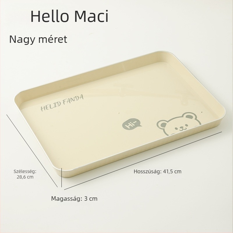 Mackócsalád mintás, négyszögletes műanyag teás- és gyümölcstálak készlete a nappaliba, aranyos stílus