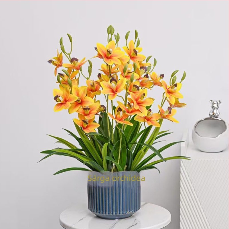 Orchidea virágcsokor PVC műanyagból – lakberendezéshez és fotórekvizitumokhoz