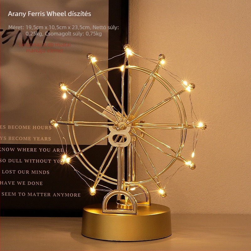 Forgó Ferris Wheel dekoráció a nappaliba – Nordic stílus, műanyag/gyanta, ajándékdoboz