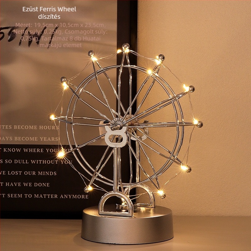 Forgó Ferris Wheel dekoráció a nappaliba – Nordic stílus, műanyag/gyanta, ajándékdoboz