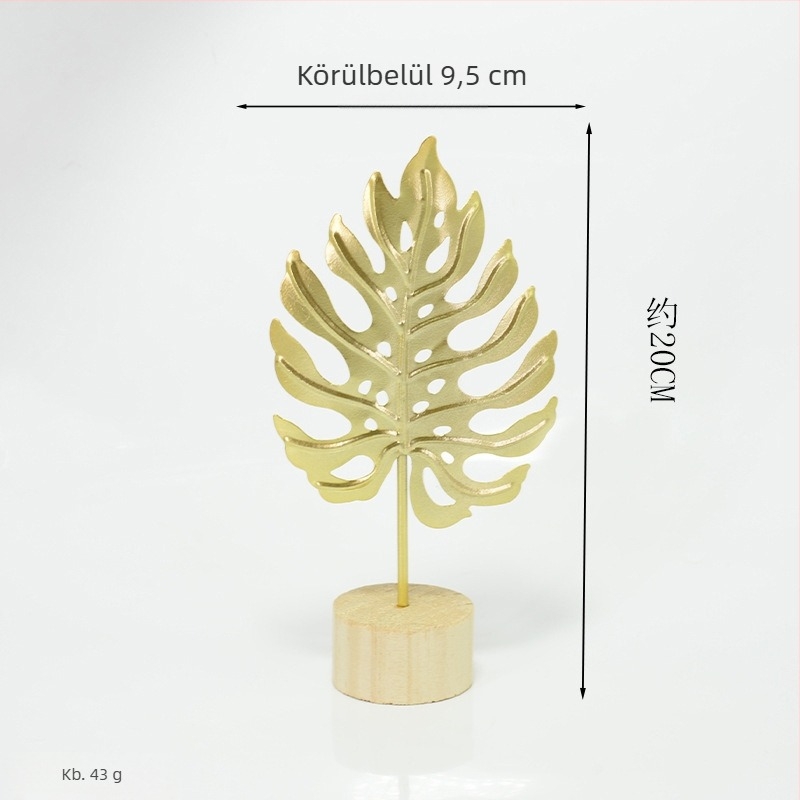 Ins-stílus kovácsoltvas ginkgo levél dísz bejárathoz, nappaliba, borospult és irodába; fém, elektroplating, modern egyszerű stílus