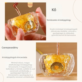 Pénzfa – fém, kézzel készített kínai stílusú dekor autóhoz, íróasztalhoz és otthonhoz