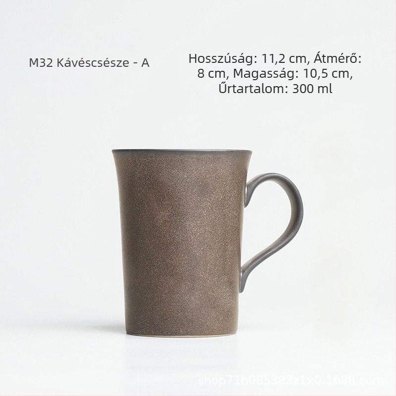 Kávéscsésze latte art-tal, japán retro stílusú, kőedény kerámia aranyozott felülettel, ipari dizájn