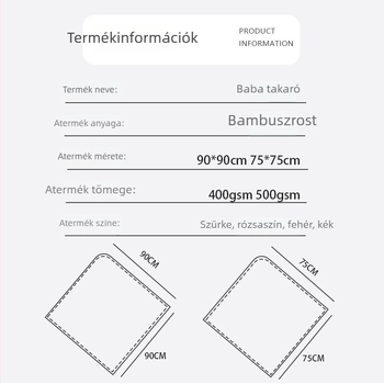 Bambuszrostos babafürdető törölköző kapucnival, 3D fül dizájn, Yue Zhu textile, 400–500 g, 19 szál, hímzés és varrás