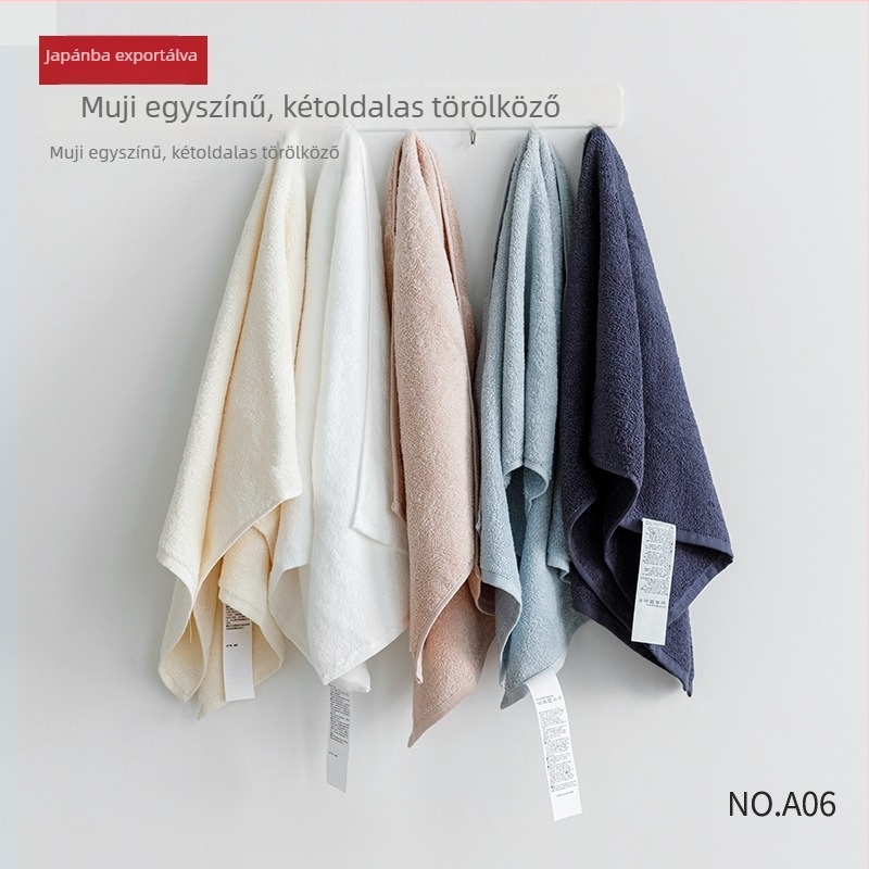 AM01 Japán stílusú 100% pamut törölköző – fürdő- és arc­törölköző, egyszínű, 34x85 cm, 120-140 g, fésült pamut, alacsony sodrású