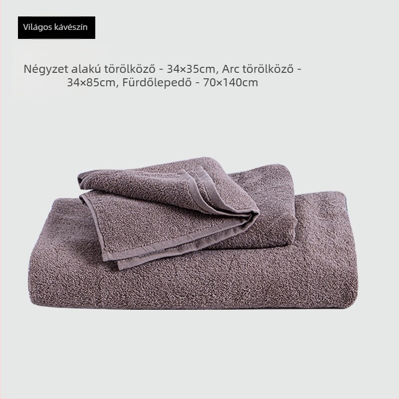 AM01 Japán stílusú 100% pamut törölköző – fürdő- és arc­törölköző, egyszínű, 34x85 cm, 120-140 g, fésült pamut, alacsony sodrású