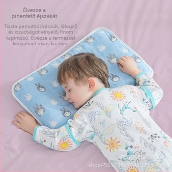 Párnahuzat, hatrétegű géz anyagból készült, izzadságot felszívó, karikatúra jacquard mintázat, négy évszakos használatra