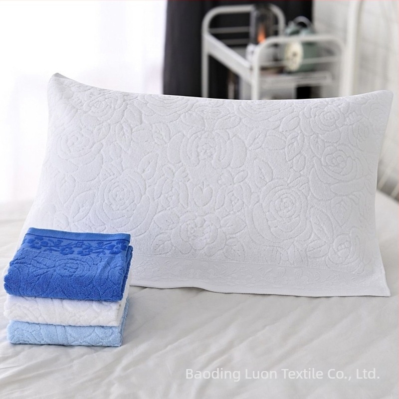 100% pamut jacquard párnatörölköző kollégiumok és szállodák számára – fehér, kék, zöld