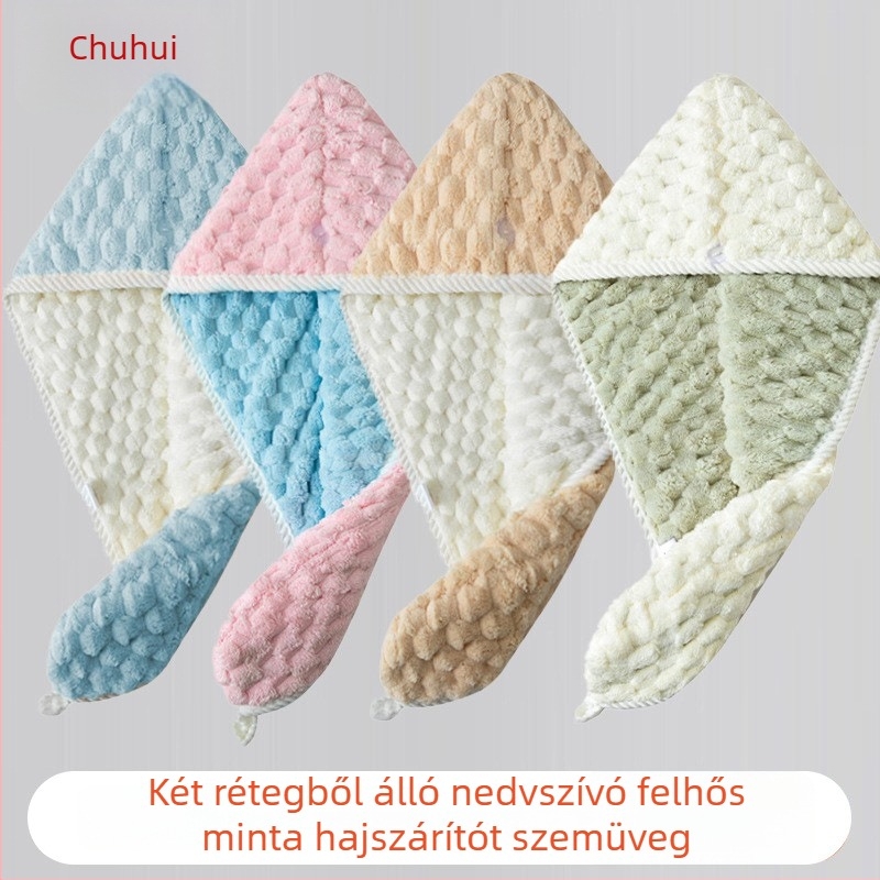 Bochuhui Hajszárító sapka – Két réteg, Szuper nedvszívó, Gyors száradás, Korall plüss, 150D