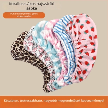 Hajszárító sapka, mikroszálas poliészter, 150D szál, nyomtatott korall bársony, 200 g vagy több