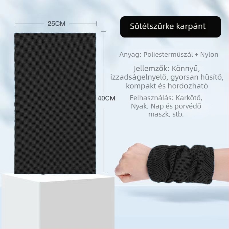 Sport csukló törölköző - poliészter, gyorsan száradó, izzadságfelvétel, hűsítő törölköző, nyomtatott logóval