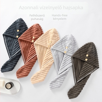 Új stílusú női hajszárítós sapka, vastag, egyedi csomagolásban, rendkívül nedvszívó korall plüss, gyors száradás
